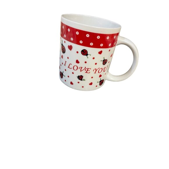 Ladybug Heart "I Love You" Ceramic Coffee Mug 11 Oz Red & White - Picture 5 of 9